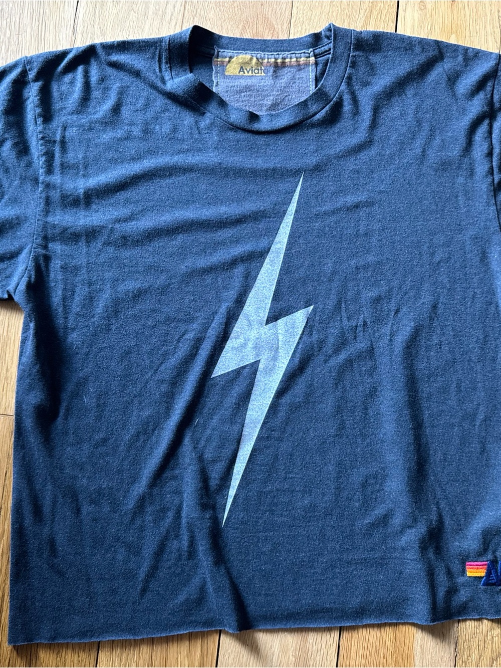 Aviator Nation Lightning Bolt women’s T‑Shirt- Heather grey black color